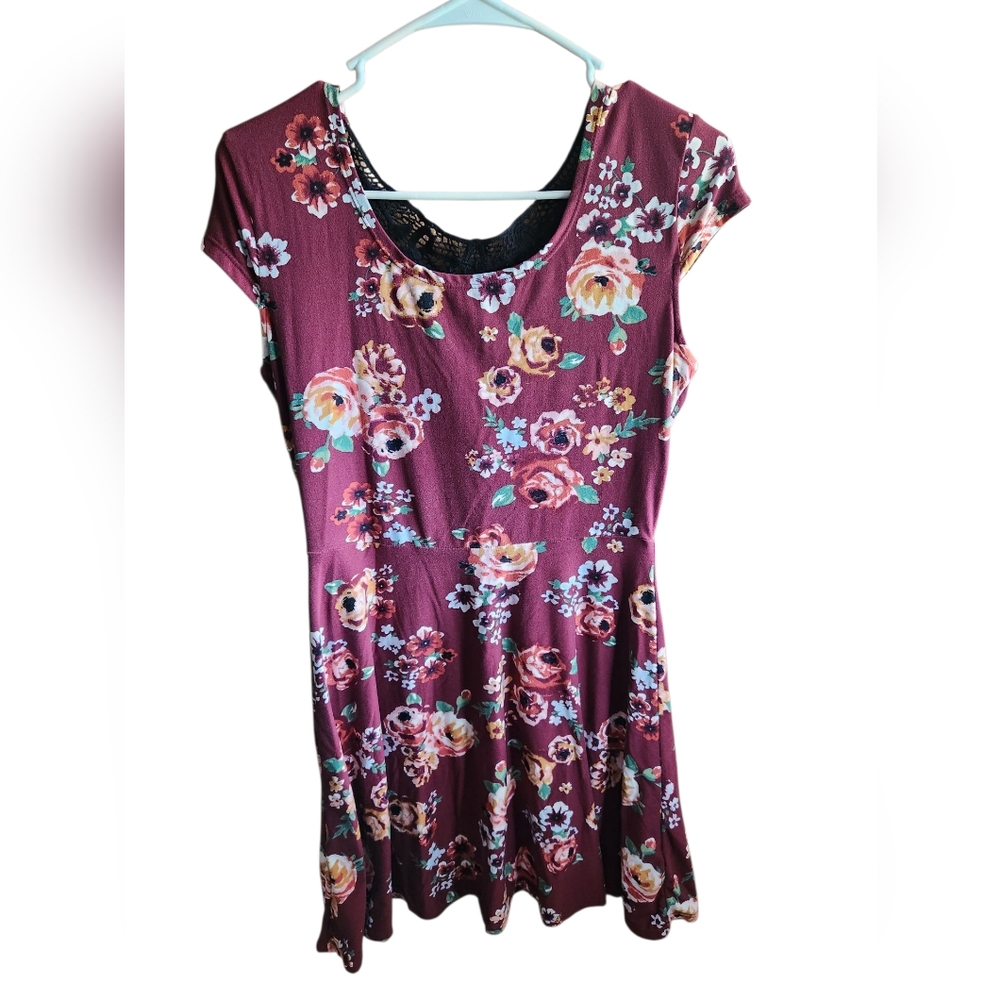B2G1 FREE! Burgundy Floral No Boundaries Short Sleeve Dress